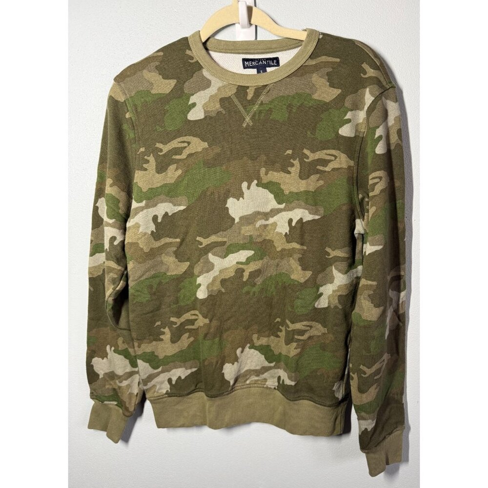 J.Crew Mercantile Camo Crewneck Sweatshirt Mens Small Green Camouflage Pullover